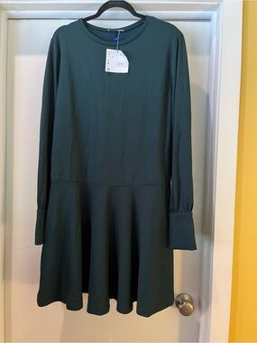 Zara Forest Green Long Sleeve Swing Dress